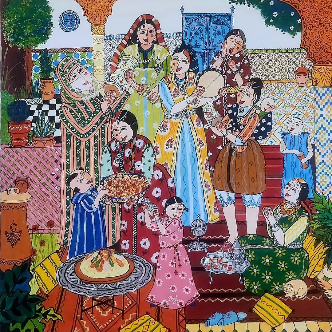 Peinture originale "Femme du Sud" - Femmes Marocaines par l'artiste Khadija Bentajar