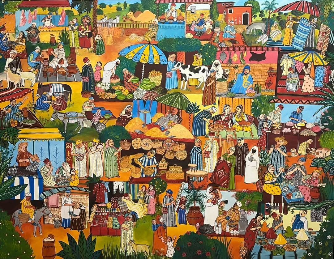 Peinture originale "Lalla" - Femmes Marocaines par l'artiste Khadija Bentajar