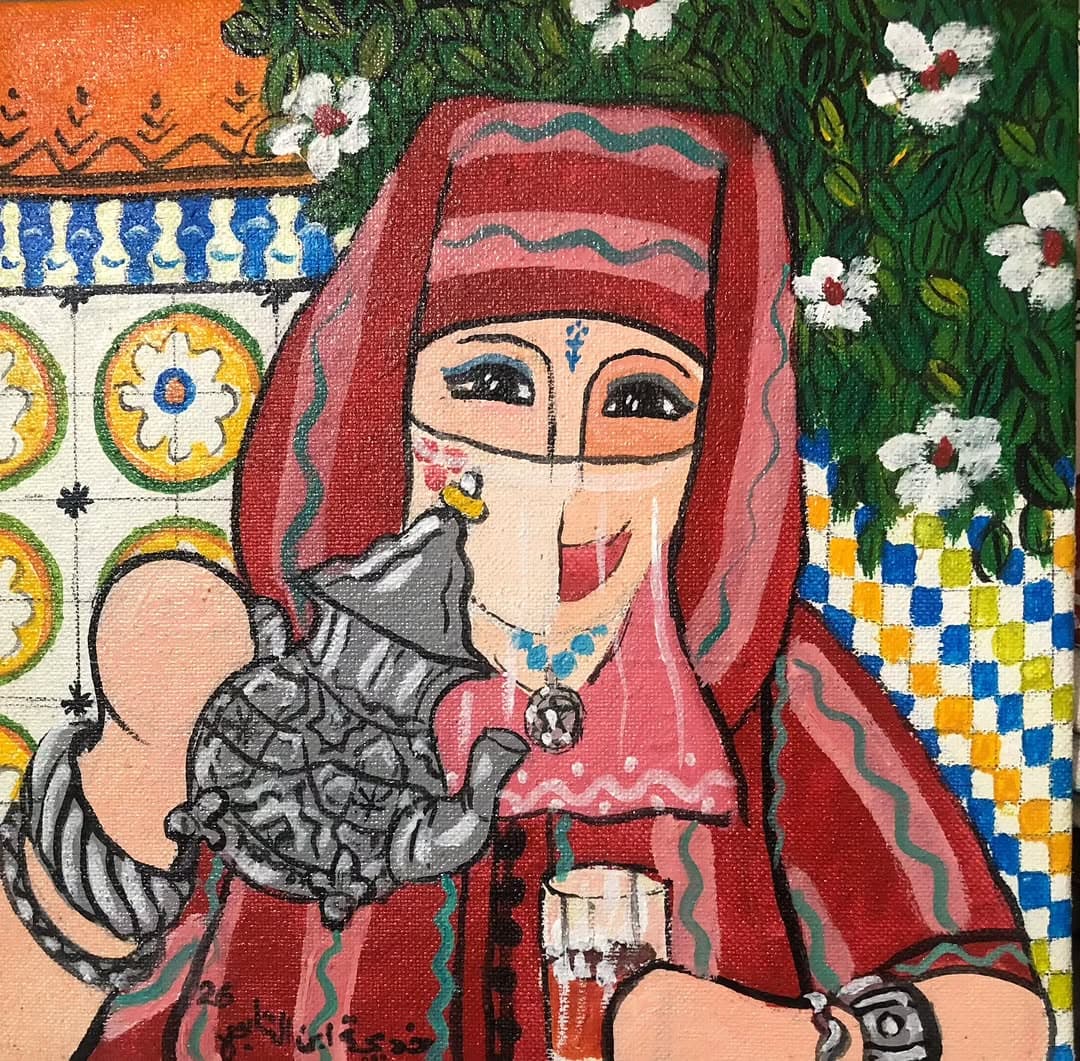 Peinture originale "Couleurs du Souk" - Scènes de Vie par l'artiste Khadija Bentajar