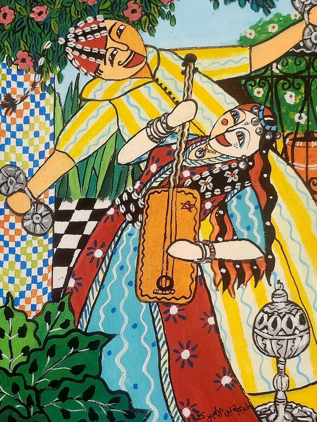 Peinture originale "Ruelle d'Essaouira" - Collection Scènes de Vie par Khadija Bentajar