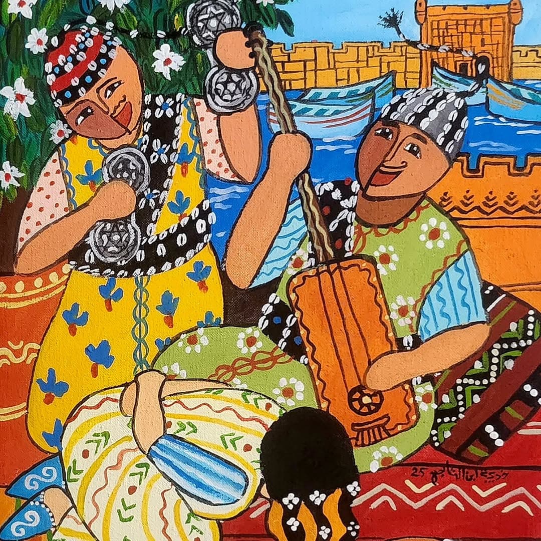 Peinture originale "Tisserande" - Scènes de Vie par l'artiste Khadija Bentajar