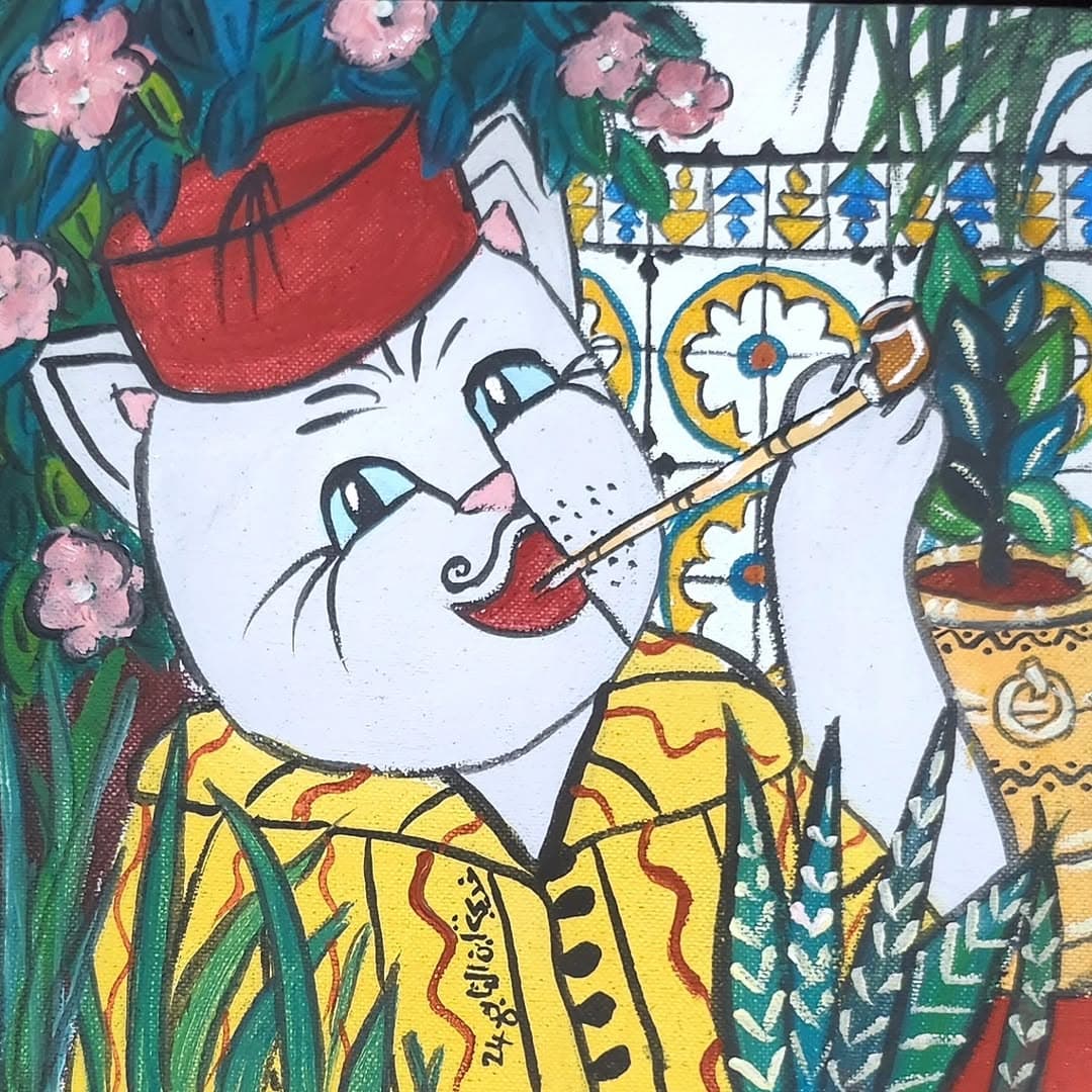 Peinture originale "Maalem" - Scènes de Vie par l'artiste Khadija Bentajar