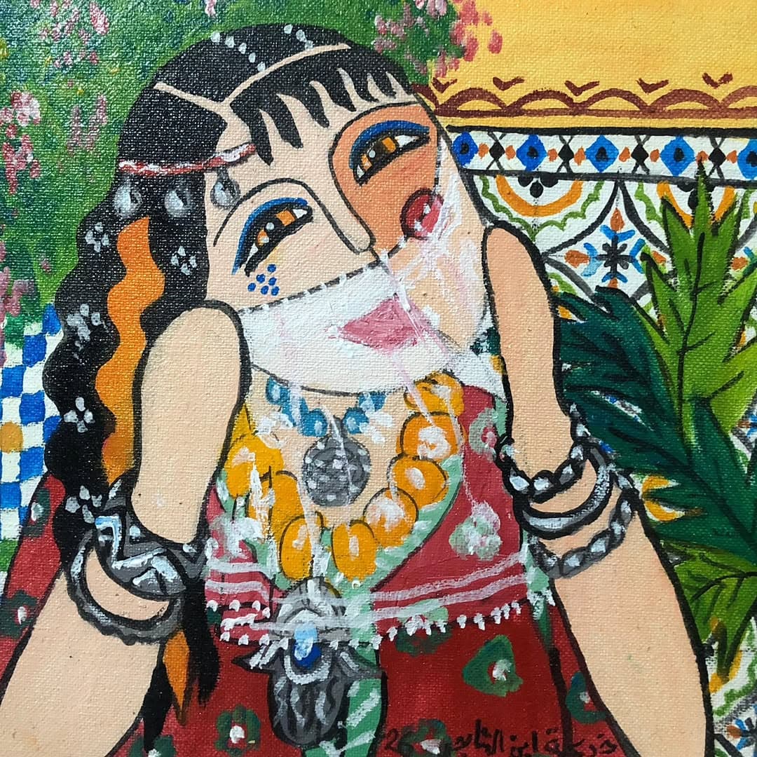 Peinture originale "Place Jemaa el-Fna" - Collection Scènes de Vie par Khadija Bentajar