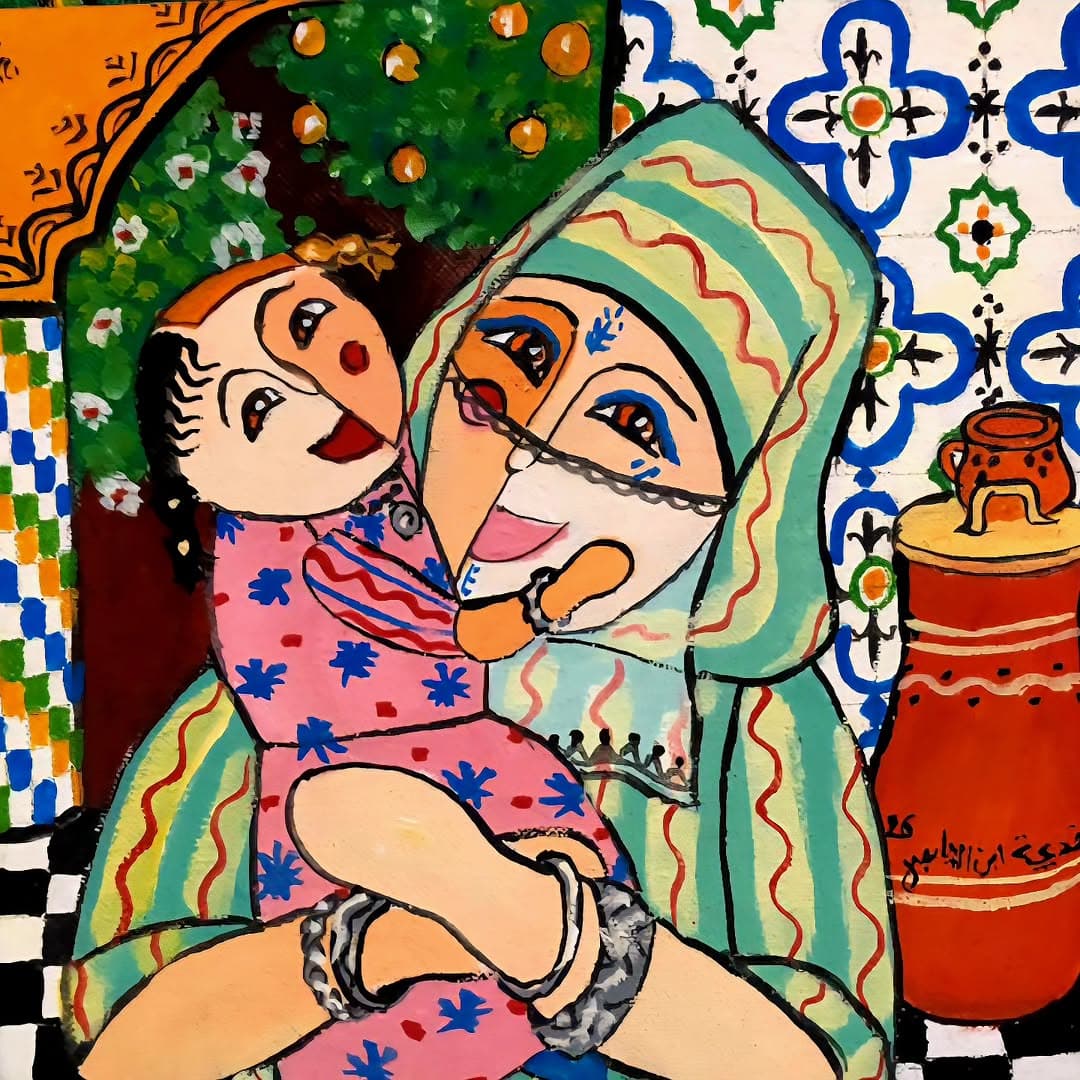 Peinture originale "Barbe Arabe" - Fantasia par l'artiste Khadija Bentajar