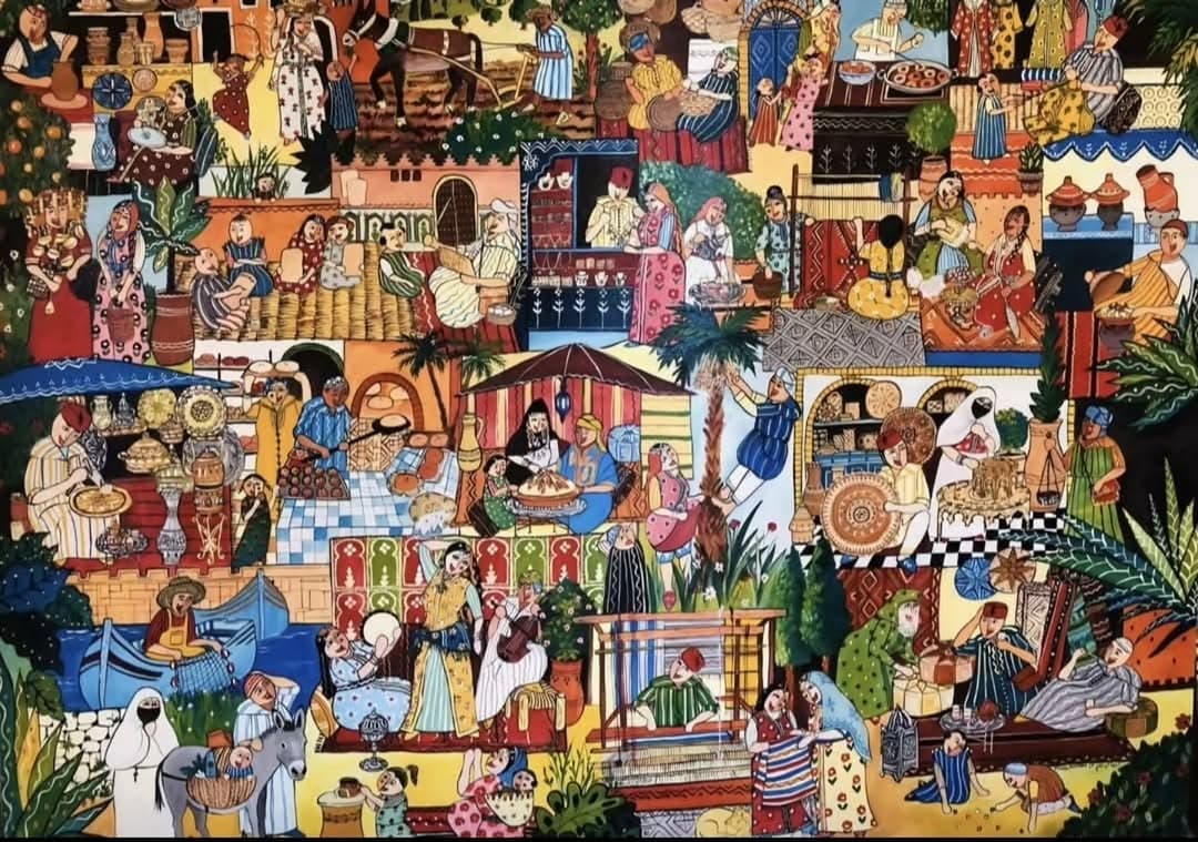 Peinture originale "Cavalier en Habits Traditionnels" - Fantasia par l'artiste Khadija Bentajar