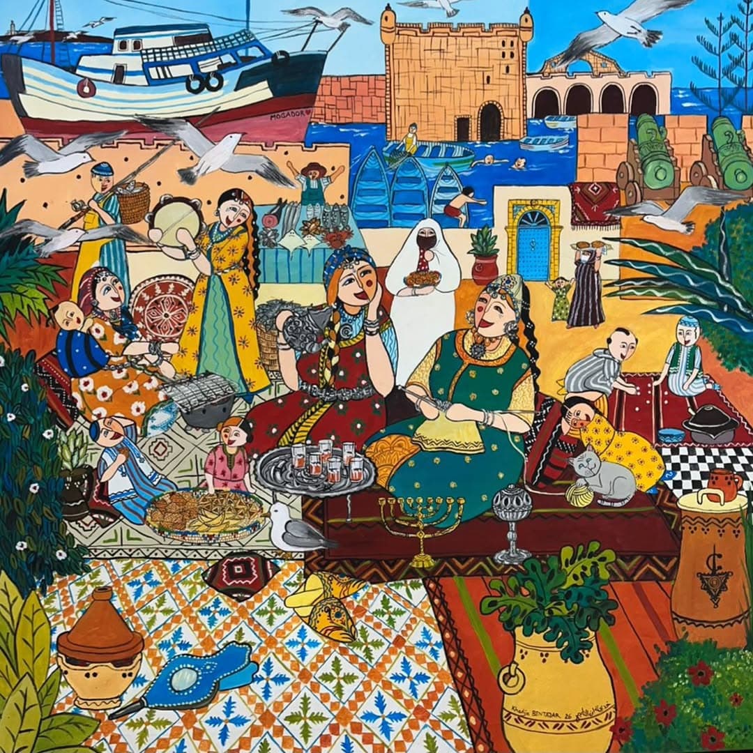 Peinture originale "Cheval Cabré" - Fantasia par l'artiste Khadija Bentajar