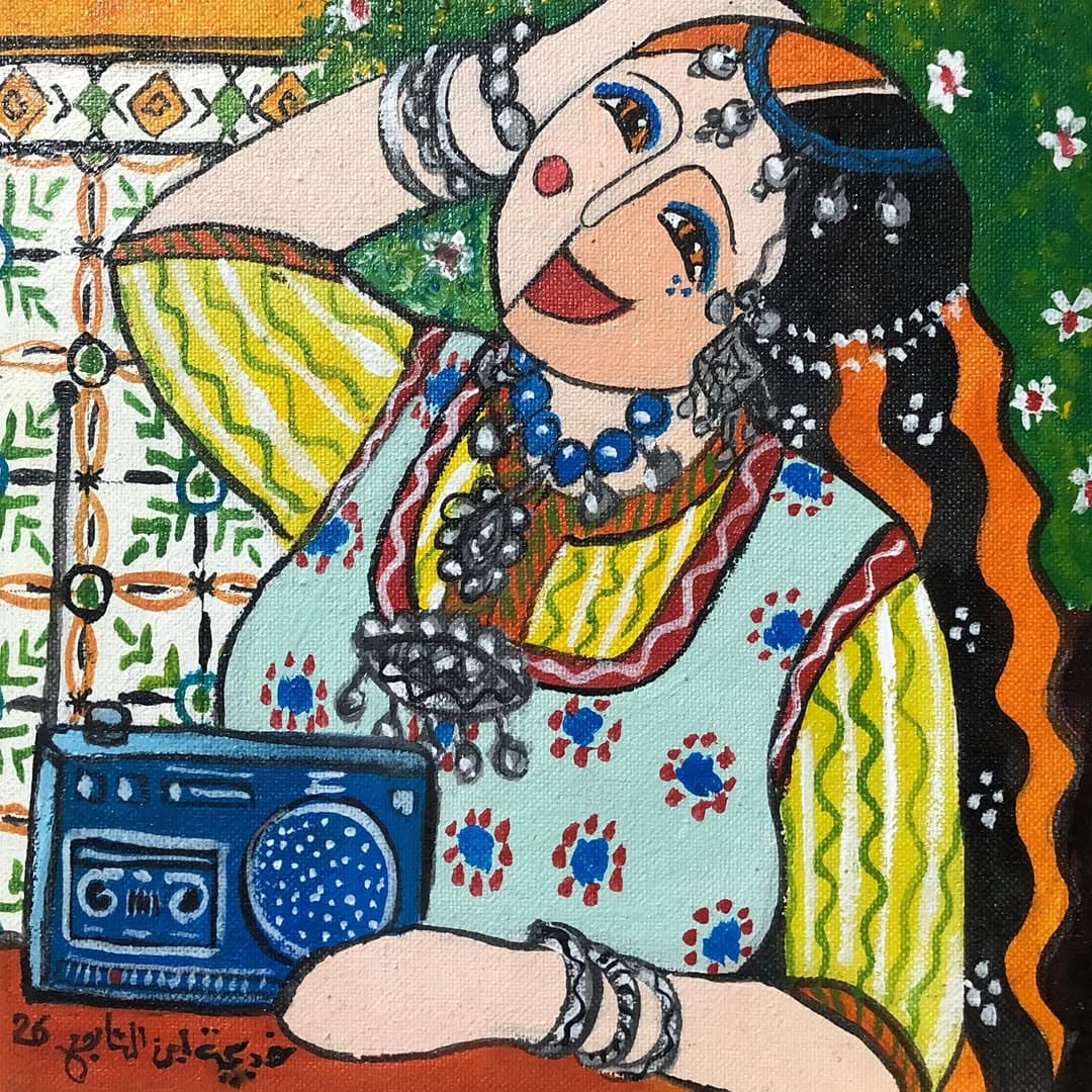 Peinture originale "Cavalier et Monture" - Fantasia par l'artiste Khadija Bentajar