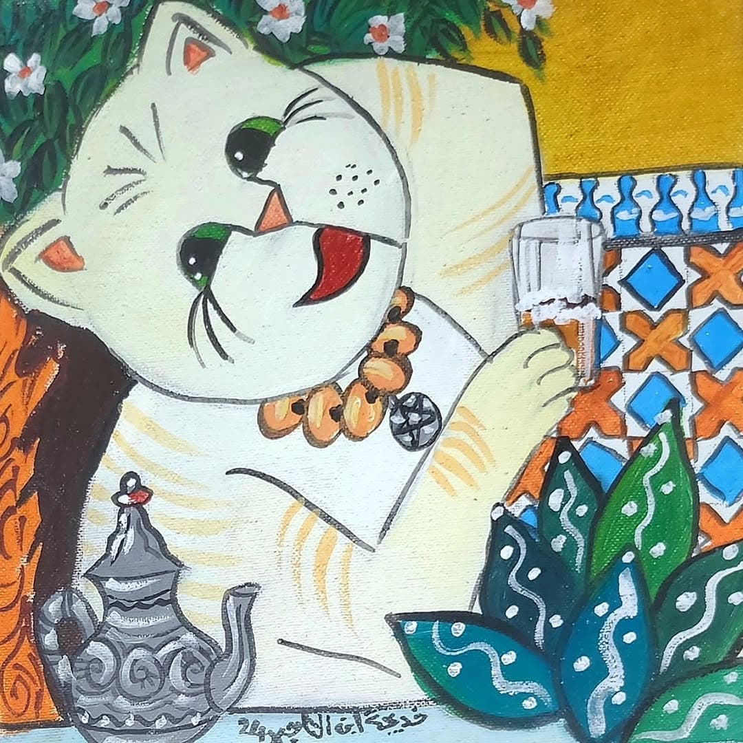 Peinture originale "Cavalier au Galop" - Fantasia par l'artiste Khadija Bentajar