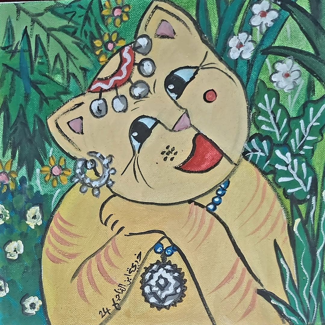 Peinture originale "Équipe de Tbourida" - Fantasia par l'artiste Khadija Bentajar
