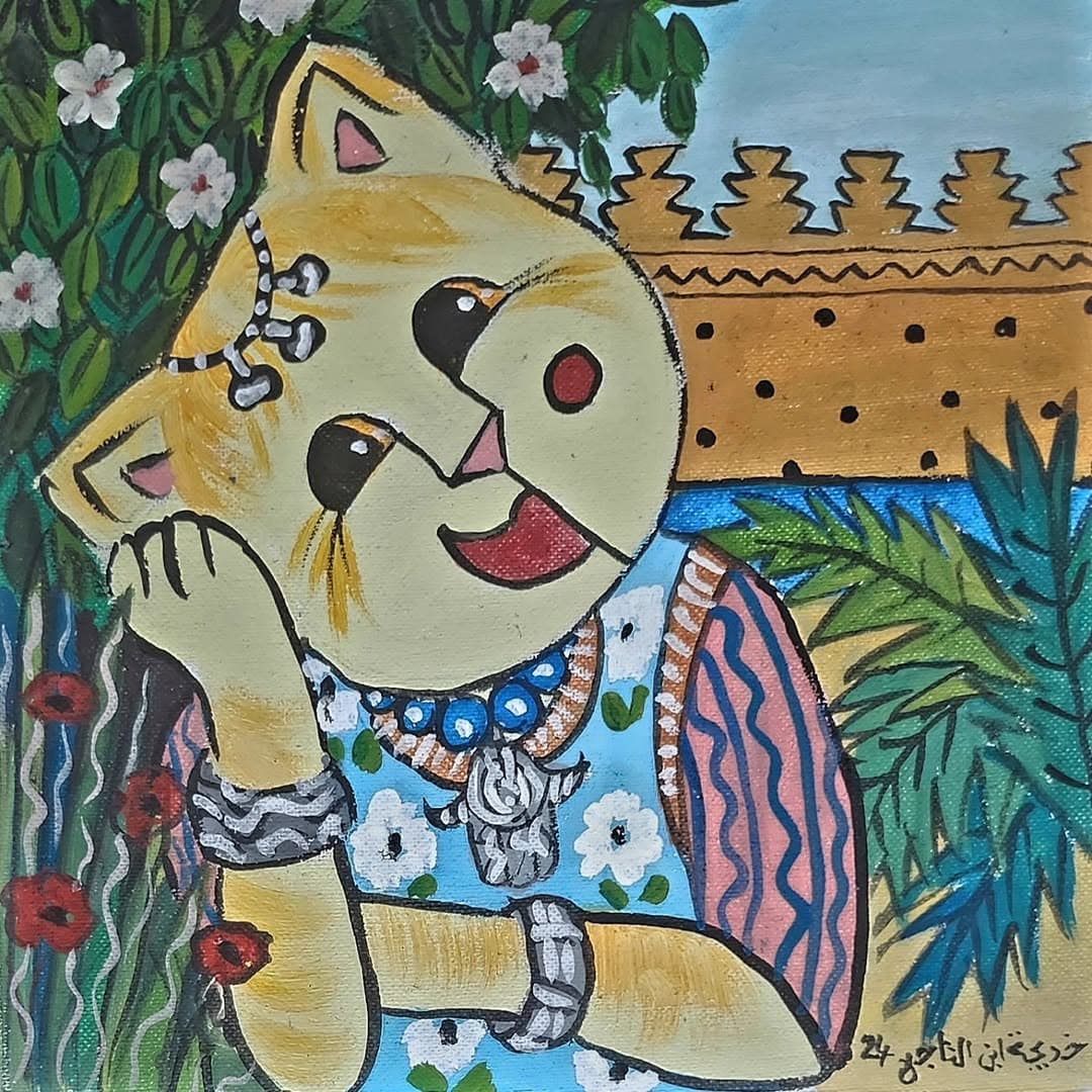 Peinture originale "Tradition Équestre" - Fantasia par l'artiste Khadija Bentajar