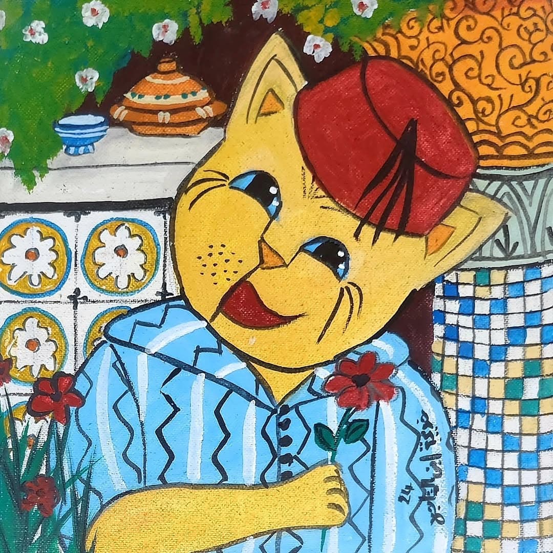 Peinture originale "Repos après Fantasia" - Fantasia par l'artiste Khadija Bentajar