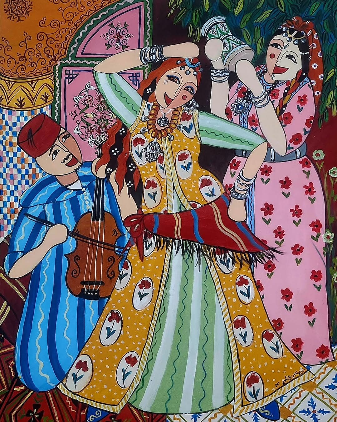 Tableau "Chant de la Fantasia" — Art contemporain marocain par Khadija Bentajar