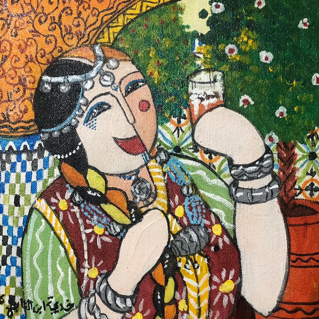 Peinture originale "Héritage de la Tbourida" - Fantasia par l'artiste Khadija Bentajar