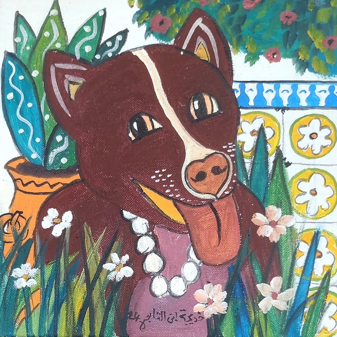 Peinture originale "Cavalier et Soleil" - Fantasia par l'artiste Khadija Bentajar