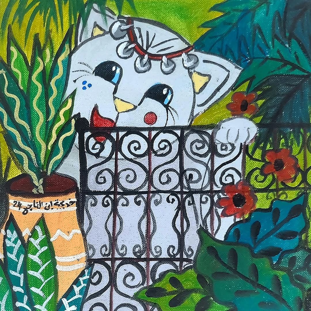 Peinture originale "Hommage au Barbe" - Fantasia par l'artiste Khadija Bentajar