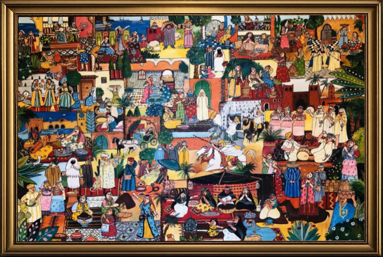 Tableau de peinture marocaine originale par l'artiste Khadija Bentajar